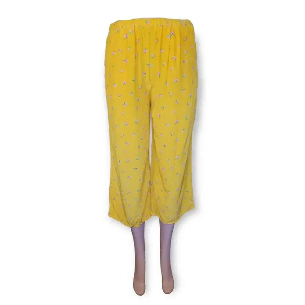 Paris Atelier & Other Stories Wide Leg Pants Women's Size 4 Yellow Cropped‎ - Picture 2 of 11